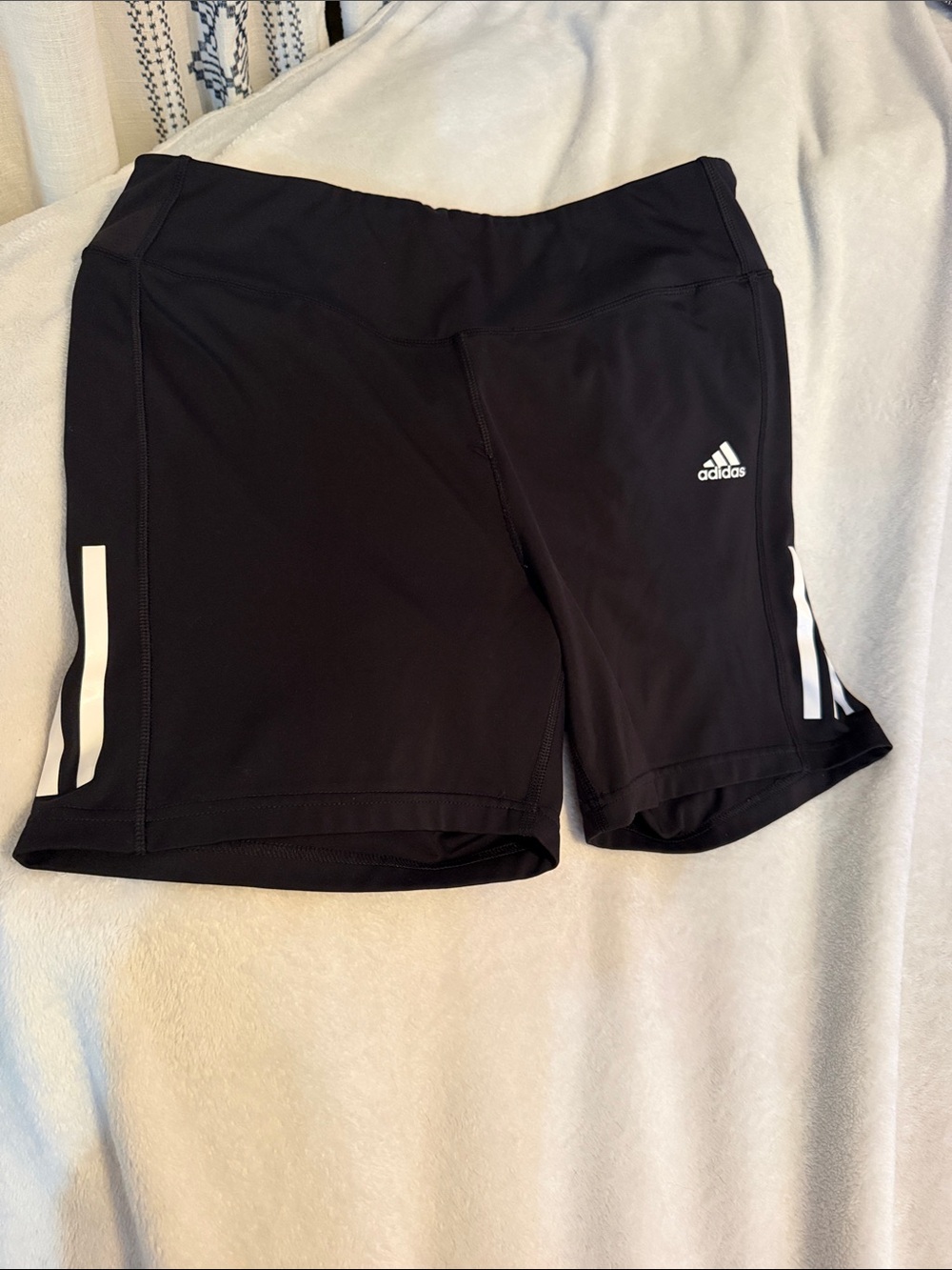 adidas Women's Black Bike Shorts with White Side Stripes